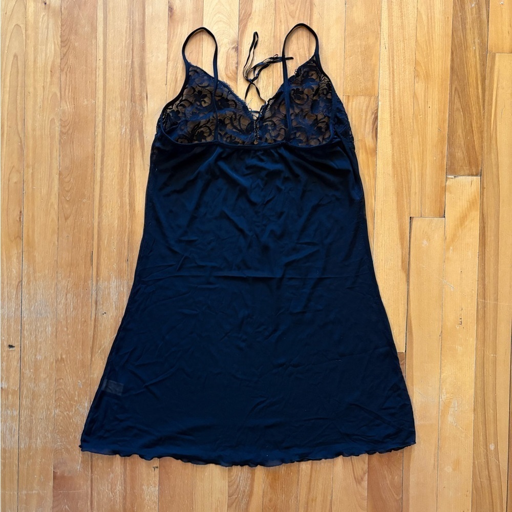 Vintage Black Sheer Slip Dress (M) - Picture 6 of 7